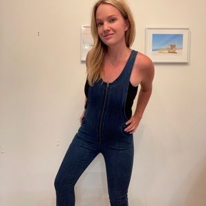 Free People Zippered Denim Jumpsuit Overalls